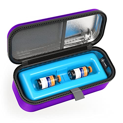 SHBC Medical Cooler Insulin Vial Carrying Travel Case Protector for Diabetic with One Ice Pack Black-Purple