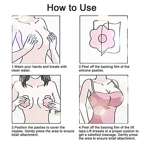 Nippleless Covers, Breast Lift Tape, Silicone Breast Lift Pasties 4.3inch Diameter (1 Pair Flower) - Thumbnail 6