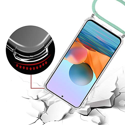 Ingen-Funda-Compatible-con-Cuerda-Compatible-con-Xiaomi-Redmi-Note-10-ProXiaomi-Redmi-Note-10-Pro-MAX-Ultrafina-Suave-TPU-Carcasa-Transparente-de-movil-con-Correa-Colgante-Ajustable-CaseVerde