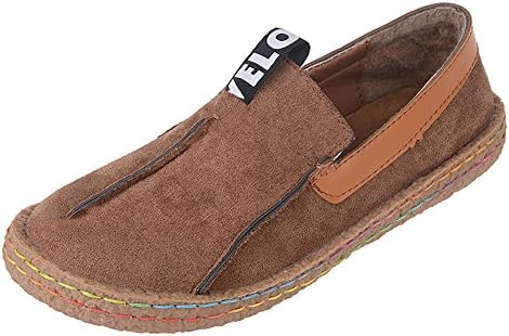 Zarae Women's Suede Penny Loafer shoes Running Slip-on Walking Flat Brown Size 7