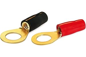 AIRIC 8 AWG - 3/8" Stud (M10) Gold Plated Copper Ring Terminals Kit, 8 Pcs Crimp Battery Cable Lugs, Heavy Duty Wire Connecto