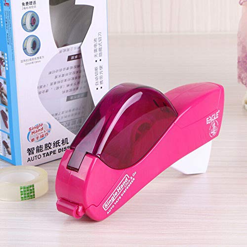 SagaSave Automatic Hand-Held Tape Dispenser Non-Slip, Tape Core Up to 41mm Wide (1 Pack, Rose Red)