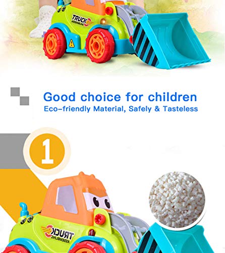 Construction Bulldozer Toy, Bulldozer Vehicles Toy Take Apart STEM Car Kits (Light & Music ) Truck Engineering Vehicle with Drill Tool, Education Building Play Set for Boys Girls (Age 3+) Toddlers