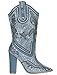 CAPE ROBBIN Women's Rhinestone Cowboy Boots,9 B(M) US,Denim