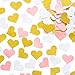 MOWO Glitter Heart Confetti Wedding Party Decor and Table Decor, 1.2’’ in Diameter (Glitter Gold,Pink,White Mix,200pc)
