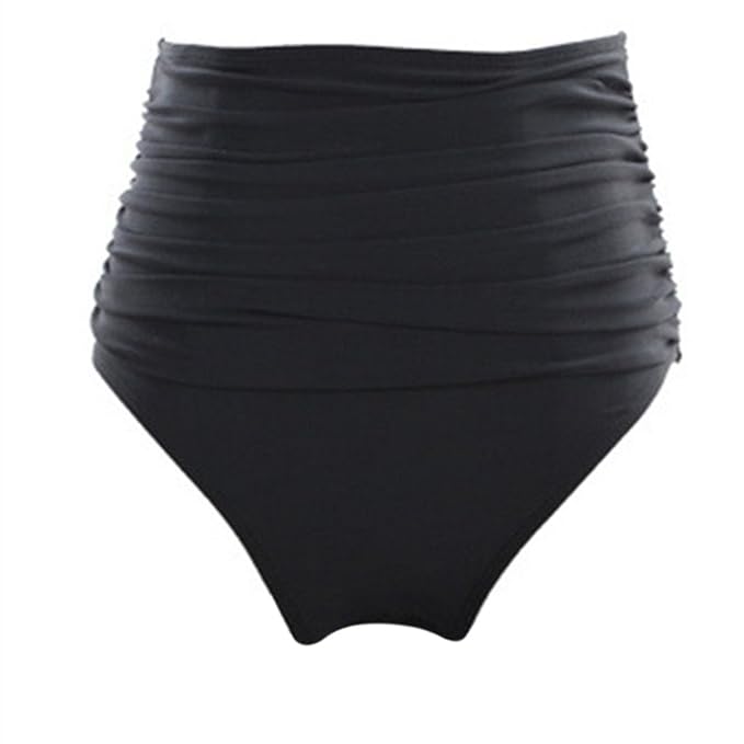 iBaste Damen Falten mit hoher Taille Schwimmen Bikinihose