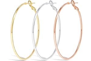 Cocadant Big Gold Hoop Earrings for Women Girls,Dainty 14k Gold Hypoallergenic Rose Gold Silver Hoop Earrings with 925 Sterling Silver Post,Stainless Steel Large Hoop Earrings