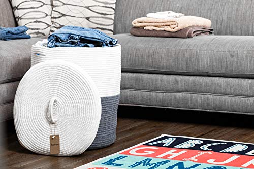 Large Laundry Basket with Lid, Tall Laundry Hamper with Lid, Cotton Rope Basket Woven Storage Organi - //medicalbooks.filipinodoctors.org