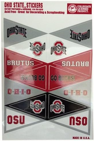NCAA Ohio State Buckeyes Stickers, Scarlet, 1.75" x 1.25"