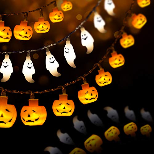 HueLiv-Halloween-Decorations-20FT-60-LED-Orange-Pumpkin-String-Lights-White-Ghost-Holiday-Lights-for-Battery-Operated-for-Indoor-Outdoor-Decor-Patio-Garden-Gate-Yard-Great-Gift-for-Halloween