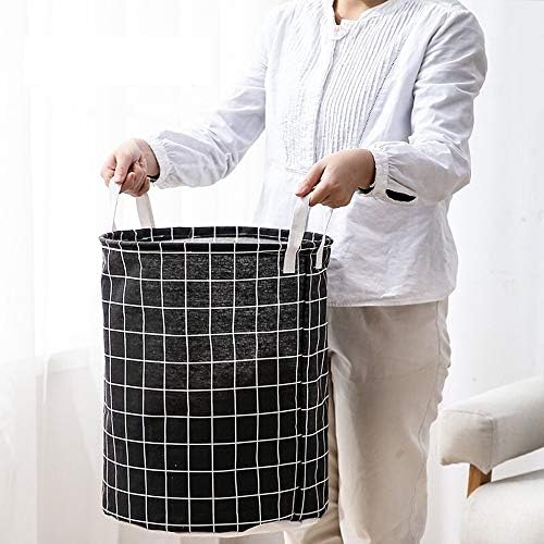 洗濯かご ランドリーバッグ 防水ラウンドコットンリネン折りたたみ収納バスケット 衣類収納 Color Black B08bfqnntw 3 222円