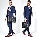 BOSTANTEN Cow Leather Lawyers Briefcase Formal Shoulder Bag Messenger for Men Horizontal Black Crocodile