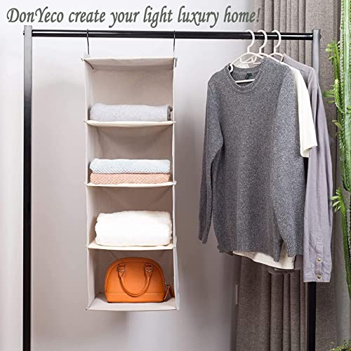 DonYeco 4Shelf Hanging Storage Closet Organizer, Linen Rv Storage and