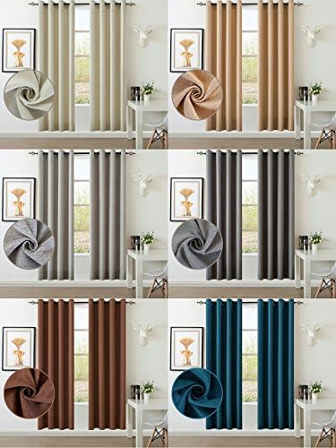 Teal Blue Linen Curtains W52 X L63 Inch Room Darkening Window Treatments Blackout Thermal Insulated Energy Saving Curtain Drapes 2 Solid Grommet Top Panels by DOLLCT