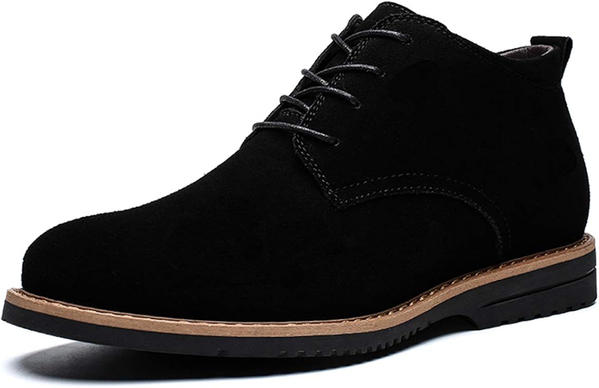 [SWIFTBIRD] スエードシューズ メンズ スウェード靴 カジュアルシューズ スエード キャンバスシューズ 本革 カジュアル靴 ビジネスシューズ 通勤用 ミッドカット ブラック 24.5cm