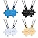 Custom Engraving Name/Date Stainless Steel Matching Jigsaw Puzzle Pendant Chain Necklace For Couple's Gift (gold)