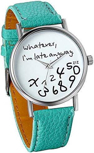 Avaner"I'm Late Whatever" Print Leather Women Men Quartz Watch Funny Lovely Time Teacher Watch Cute Teen Girls Color Analog Wrist Watch