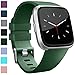 Vancle Bands Compatible with Fitbit Versa Bands for Women Men Rose Gold Silicone Wristbands for Fitbit Versa Bands/Versa Lite Bands (Dark Green, Large)