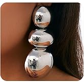 Chunky Gold Ball Earrings,Big Ball Dangle Earrings for Women,Large Balls Statement Earrings Vintage Jewelry