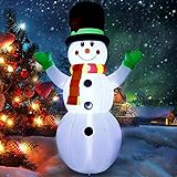 Albrillo Christmas Inflatable Snowman 7Ft Upgraded Christmas Snowman with Lighted Indoor Outdoor Yard Lawn Party Xmas Decorations 5 Stake and 3 Tether