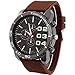 Outop 1pcs Brown Casual Mens Womens 3 Eyes Big Dial Quartz Wrist Watches