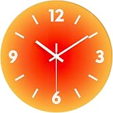 YTAONS 12 in Modern Wall Clock, Silent Glass Clock, Decorative Wall Clocks for Living Room Kitchen Office Bedroom (Orange)