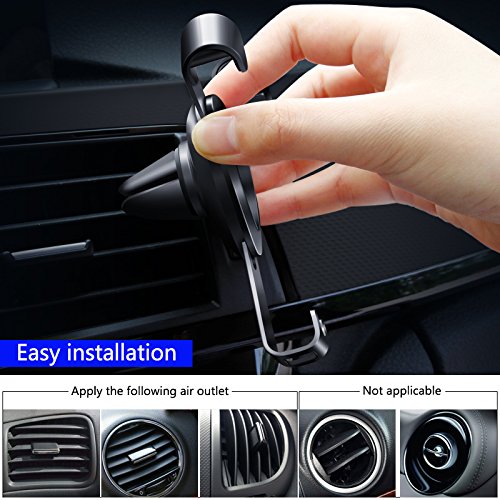 Car Air Vent Mount 360° Rotation Car Phone Holder with Gravity Linkage Design Automatically Tighten for 4-6 Inch Mobile Phone - Black