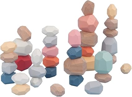 wooden stacking rocks
