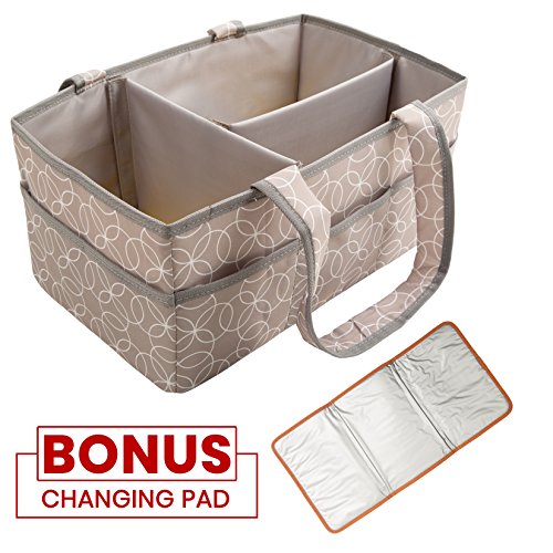 Baby Diaper Caddy Organizer [Large] with Diaper Changing Pad by SwingingBaby. Splash Proof Nursery Organizer/Storage Basket, Plus 100% Waterproof Changing Mat. Both Machine Washable. - Thumbnail 6