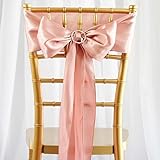 Efavormart 25pcs Rose Gold Satin Chair Sashes Tie Bows for Wedding Events Decor Chair Bow Sash Party Decoration Supplies 6 x106