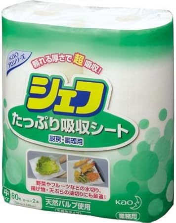 Amazon 花王 シェフ たっぷり吸収シート中 ８０枚 ２ロール ６ キッチンペーパー