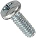 Steel Thread Cutting Screw, Zinc Plated Finish, Pan Head, Phillips Drive, Type F, #2-56 Thread Size, 1/4