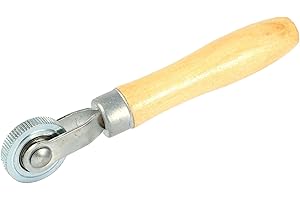 SIXRUN Tire Patch Roller Tool Wheel Puncture Seam Tool Bearing Roller for Tire Repair with Wooden Handle 4cm Wheel 18cm Lengt