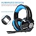 TECKNET USB Gaming Headset, Wired 7.1 Channel Surround Sound USB PC Computer Gaming Headset Over Ear Headphones with Microphone, Volume Control and LED Light