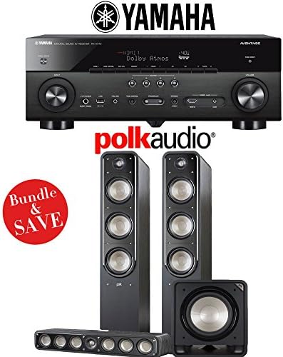 Yamaha AVENTAGE RX-A770BL 7.2-Ch 4K Network AV Receiver + Polk Audio S60 + Polk Audio S35 +Polk Audio HTS12 - 3.1-Ch Home Theater Package