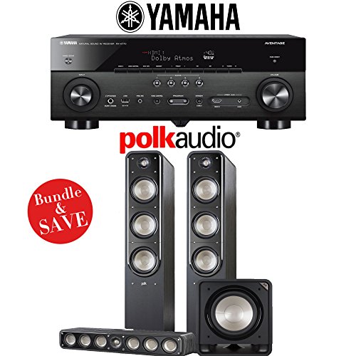Yamaha AVENTAGE RX-A770BL 7.2-Ch 4K Network AV Receiver + Polk Audio S60 + Polk Audio S35 +Polk Audio HTS12 - 3.1-Ch Home Theater Package