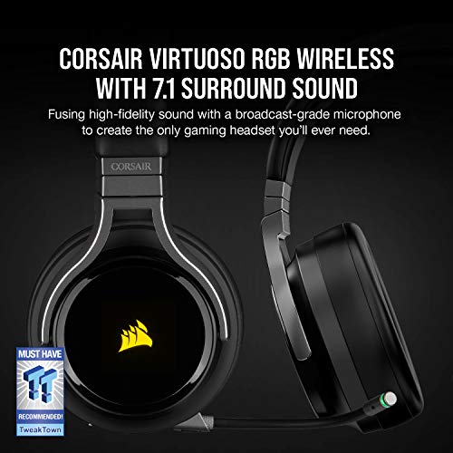 Corsair Virtuoso Rgb Wireless Gaming Headset High Fidelity 7 1 Surround Sound W Broadcast Quality Microphone Memory Foam Earcups Hour Battery Life Works With Pc Ps5 Ps4 Carbon Pricepulse