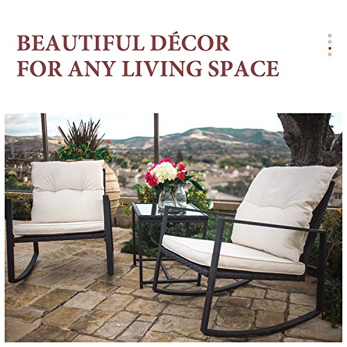 SUNCROWN-Outdoor-3-Piece-Rocking-Bistro-Set-Black-Wicker-Furniture-Two-Chairs-with-Glass-Coffee-Table-Beige-Cushion