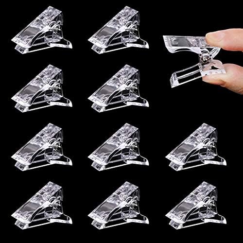 10 Pcs Nail Tip Clip Clip Plastic UV Gel Builder Tool for Gel Nails Transparent