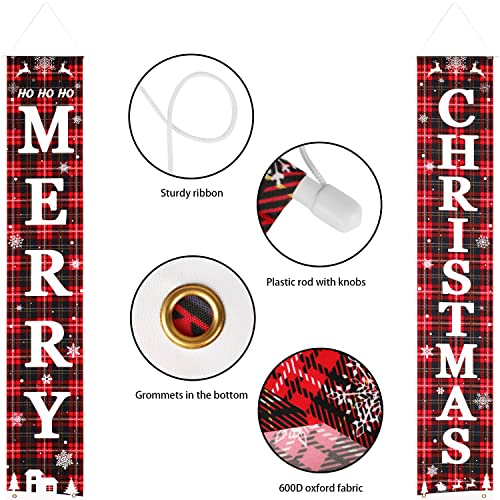 Merry Christmas Door Banners Porch Sign Hanging Banner Flag for Christmas Home Wall Indoor Outdoor Christmas Party Decorations