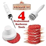 Gifts for Men ★ Flavor Injector Syringe ★ Hamburger Press ★ Meat Tenderizer ★ 26 Page Grillin'Up Recipe eBook ★ GIFT PACK ★ 4 Professional BBQ Tools at ONE LOW PRICE ★ Master the Grill. MAKE BACKYARD GRILLING SIMPLE, EASY, and TASTY. Better than 100% MONEY BACK GUARANTEE.
