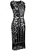 Vijiv 1920s Vintage Inspired Sequin Embellished Fringe Long Gatsby Flapper Dress