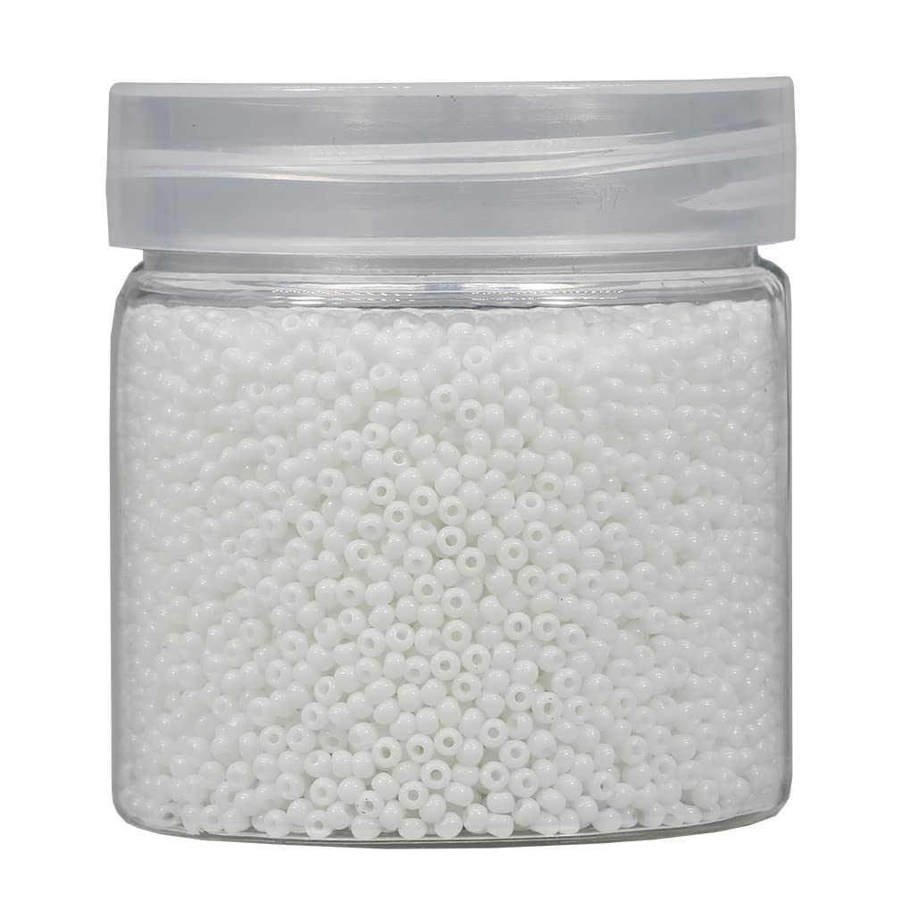 Bala&Fillic Size 2mm Round Seed Beads 10000pcs/110 Grams in Box 12/0 White Small Craft Seed Beads for Making Jewelry Earring Bracelets Necklace (White)