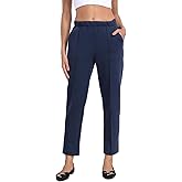 HDE Women's Pull On Pintuck Pants Casual Travel Dressy Sweatpants with Pockets