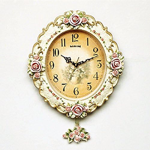 OLQMY-Luxury home decoration European-style wall clock, living room retro antique large clock, modern quiet clock, fashion creative diamond wall clock, quartz clock,A