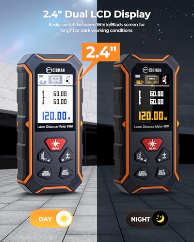 CIGMAN Laser Measure, 120m/393ft Laser Measurement Tool with LCD Display, ±2mm High Accuracy, Type-C Rechargeable Battery