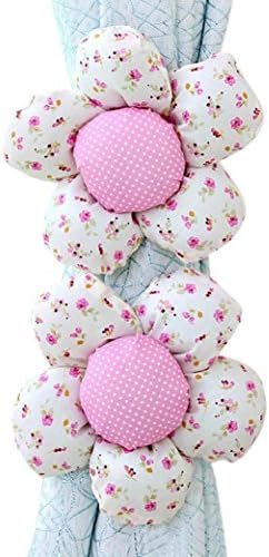 zeipy 1 Pair Sunflower Decor Window Curtain Buckle (Pink+White)