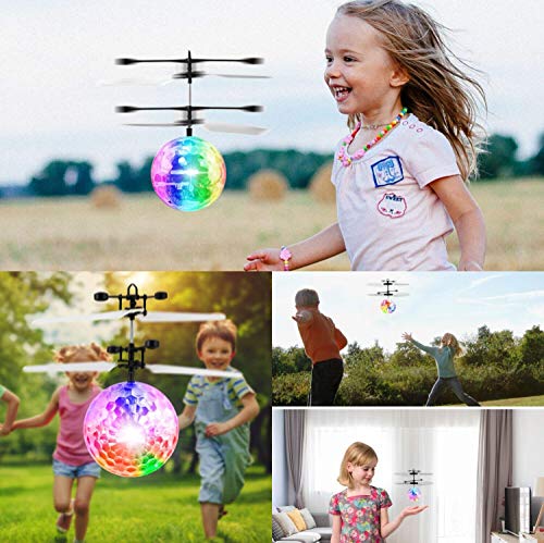 RC Flying Ball Toys Infrared Induction Drone Hand Control Helicopter with Shining LED Lights Disco USB Rechargeable Fun Novelty Toys for Kids Teenagers Indoor and Outdoor Games