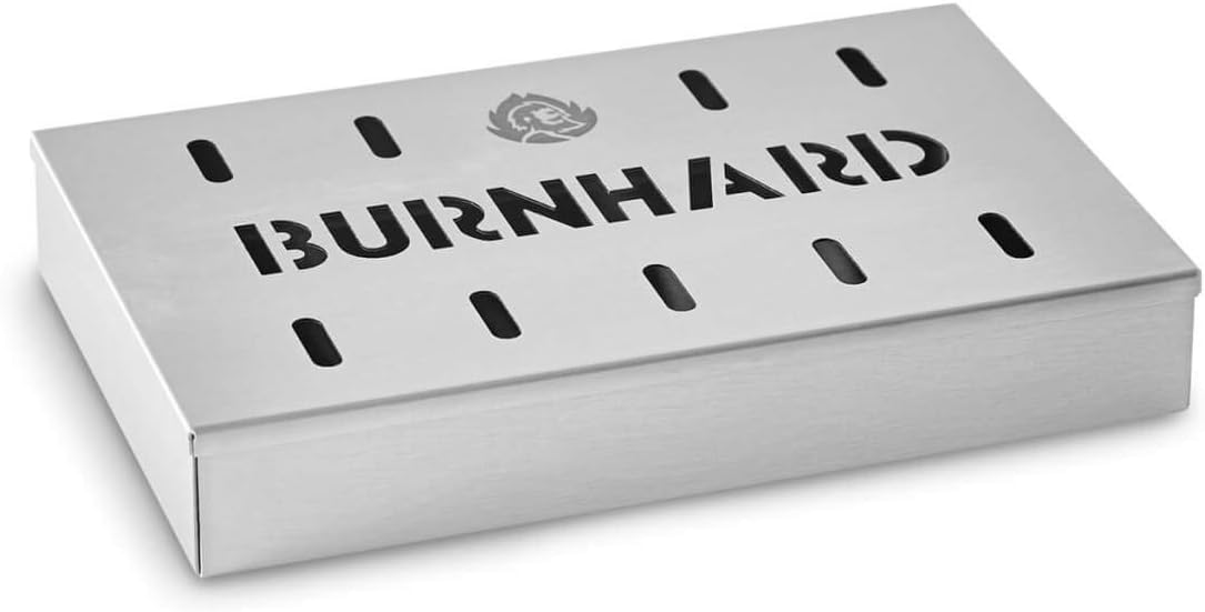 Burnhard Edelstahl Räucherbox 21x13x3,5 cm, Smokerbox für Gasgrill, Kohlegrill &amp; Kugelgrill