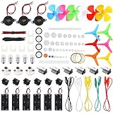 EUDAX 6-Pack Mini DC Motor Kit – 1.5-3V, 24000 RPM Motors With 84 Gears, Battery Holders, Wires & Propellers For DIY Science Projects & Toy Building